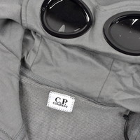 C.P. Company garment dyed diagonal raised fleece goggle hood sweatshirt Gargoyle Grey