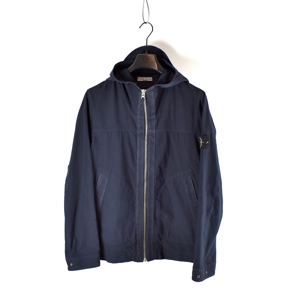 Stone Island navy poly stretch hooded jacket XL