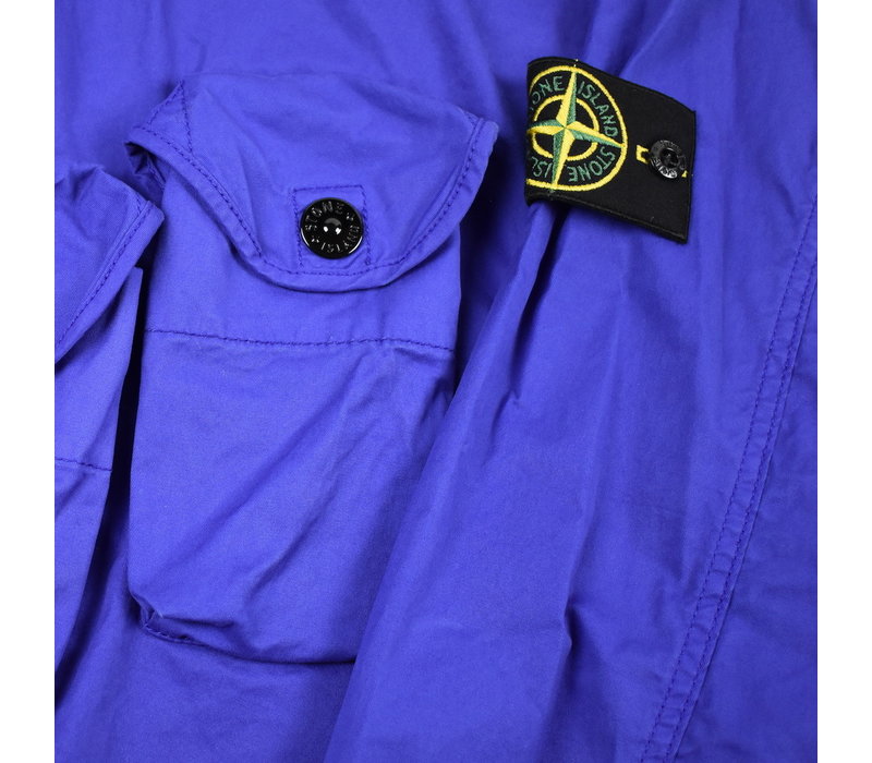 Stone Island royal blue stretch cotton gabardine gd anorak overshirt jacket S