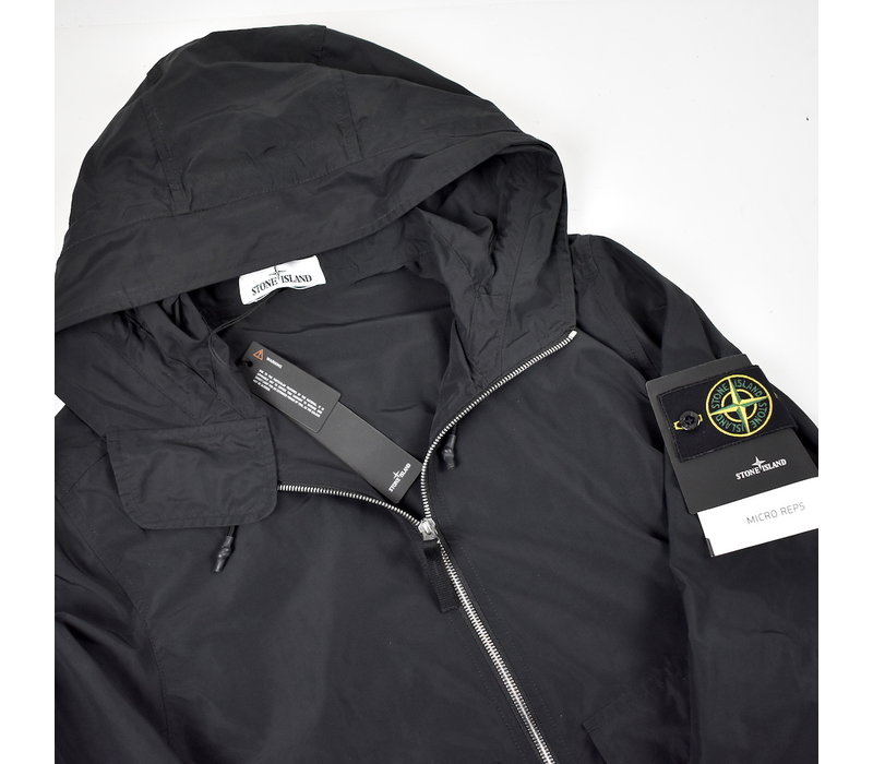 Stone Island black micro reps hooded jacket S