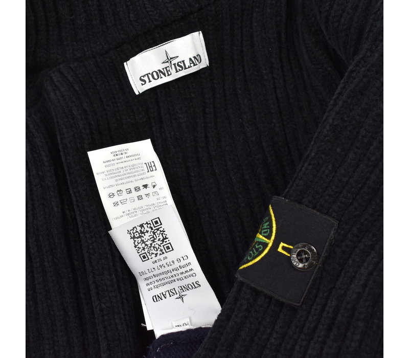 Stone Island navy ribbed raised collar full zip knit XXL