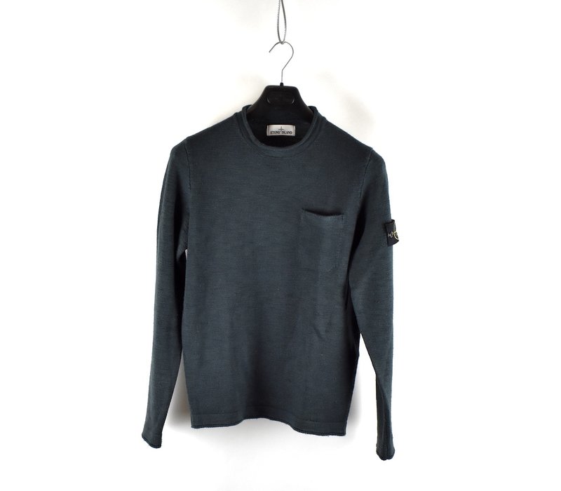 Stone Island dark green melange crew neck wool knit M