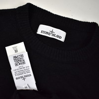 Stone Island black cotton crew neck knit M