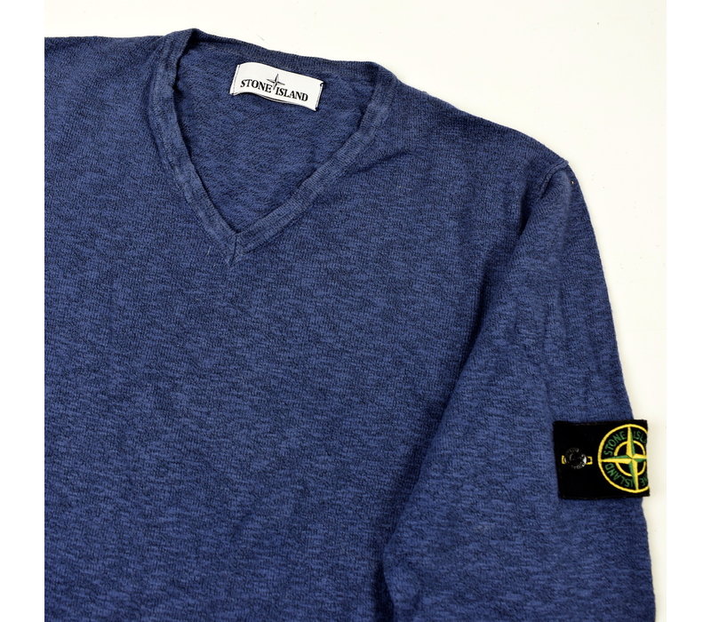 Stone Island blue cotton v-neck knit L