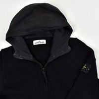 Stone Island black hooded full zip wool knit XL