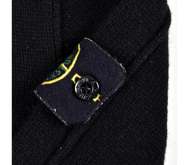 Stone Island black hooded full zip wool knit XL