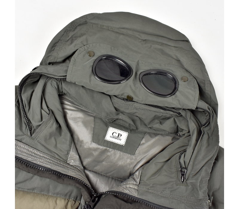 C.P. Company green dd shell nylon down goggle jacket 50