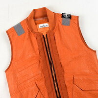 Stone Island orange garment dyed dyneema x ecco leather reversible vest M
