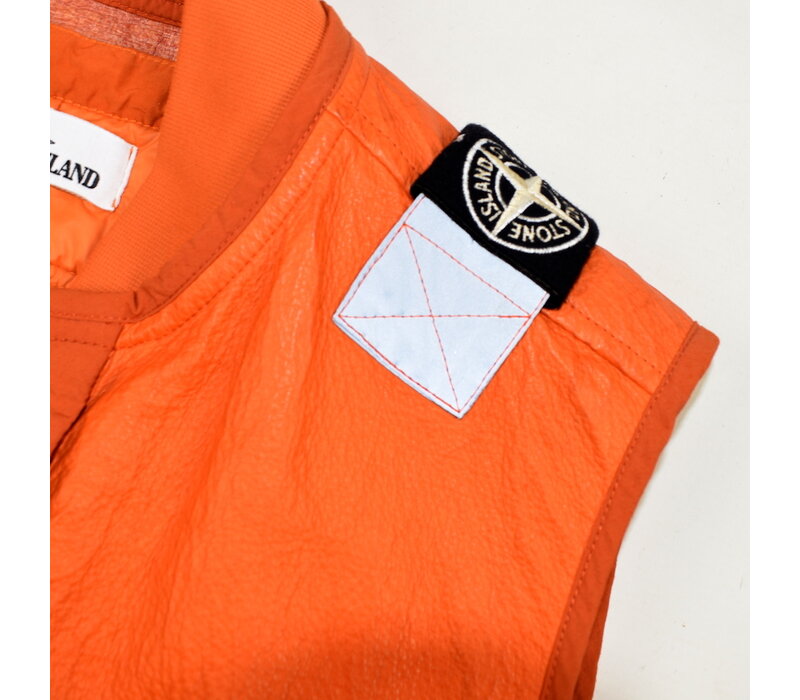 Stone Island orange garment dyed dyneema x ecco leather reversible vest M