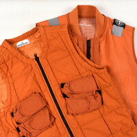 Stone Island orange garment dyed dyneema x ecco leather reversible vest M