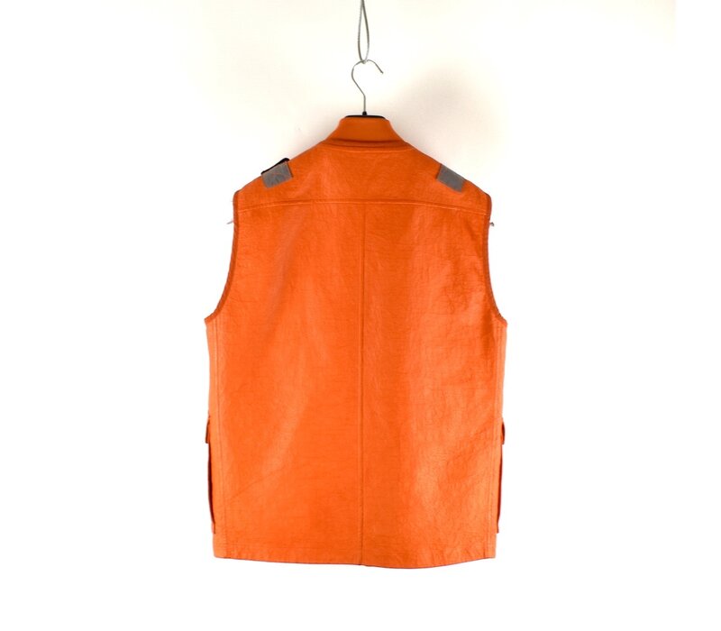 Stone Island orange garment dyed dyneema x ecco leather reversible vest M