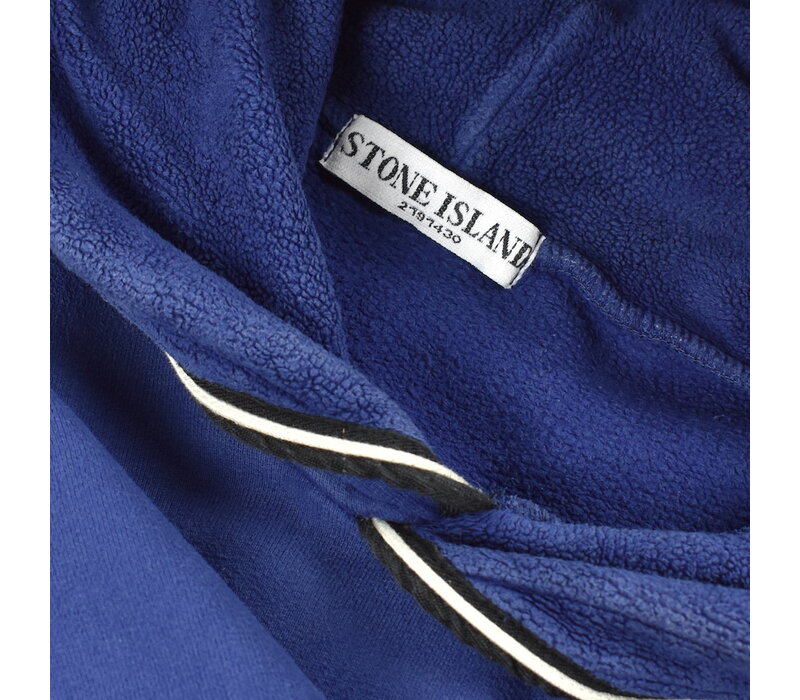 Stone Island blue hooded cotton fleece sweatshirt L