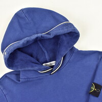 Stone Island blue hooded cotton fleece sweatshirt L