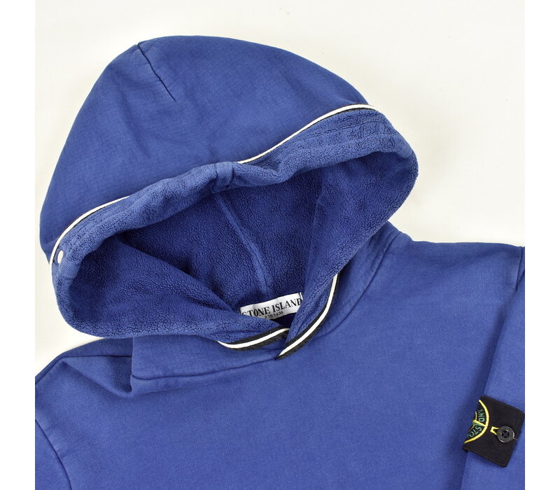 Stone Island blue hooded cotton fleece sweatshirt L