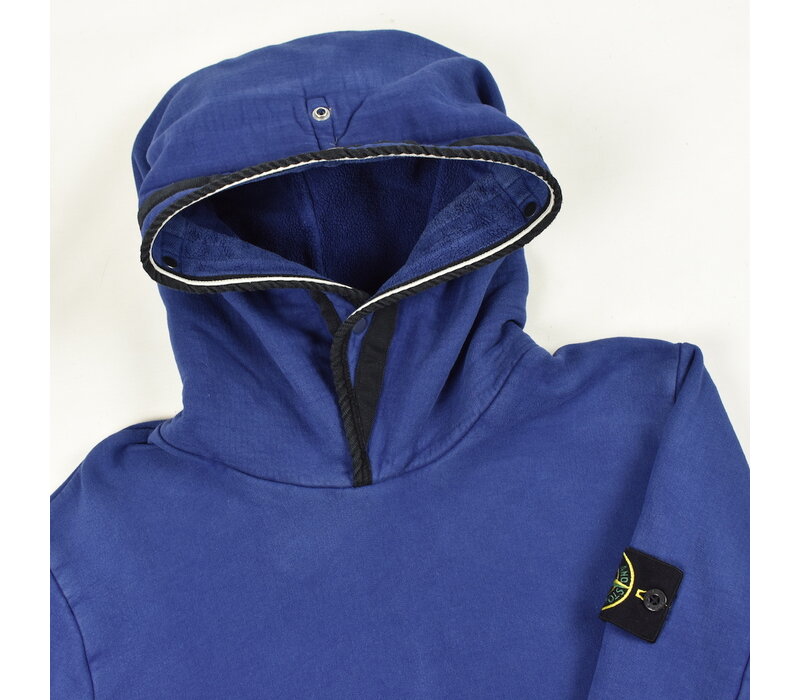 Stone Island blue hooded cotton fleece sweatshirt L