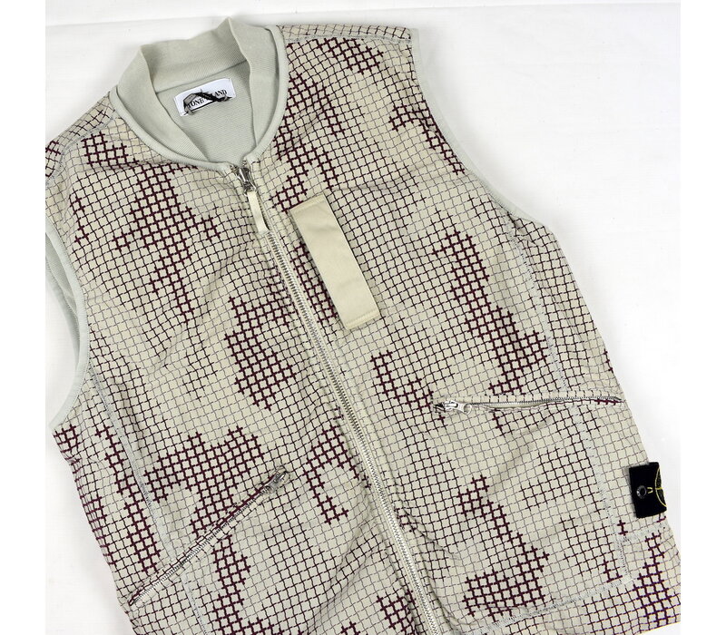 Stone Island japanese ripstop SI check grid camo vest XL