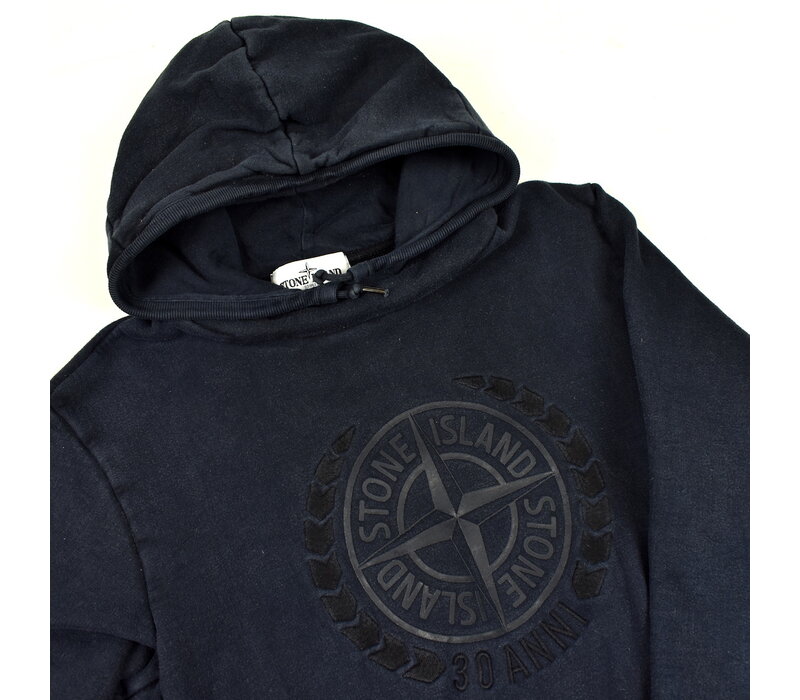 Stone Island dark navy 30 anni collection hooded sweatshirt S