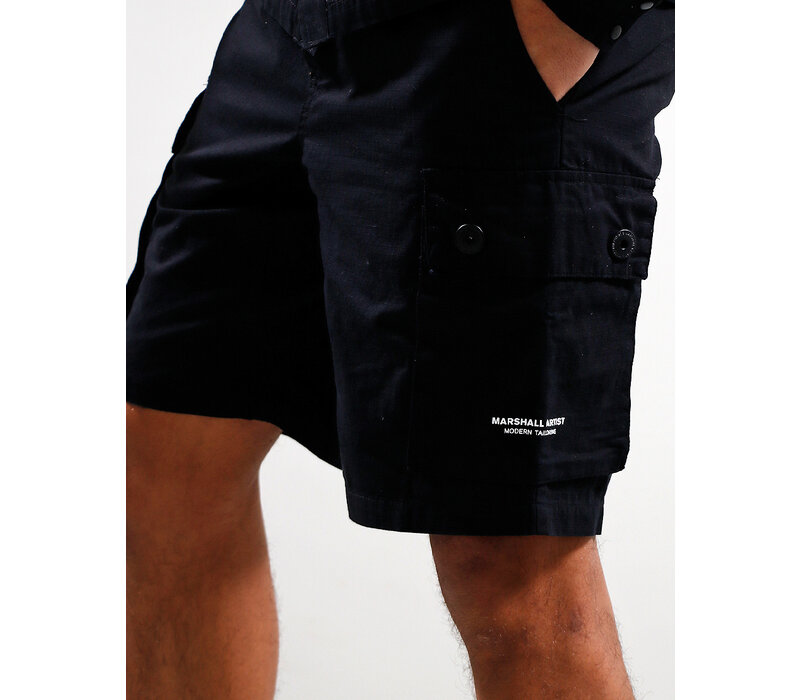 Marshall Artist washed cotton gaberdine injection short Black