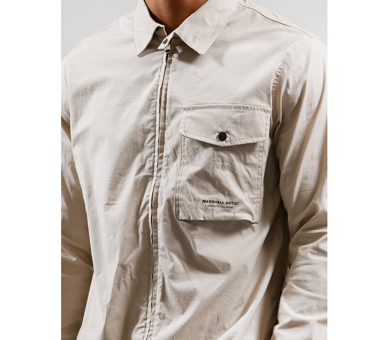 Marshall Artist washed cotton gaberdine injection zip overshirt Tuscan Stone