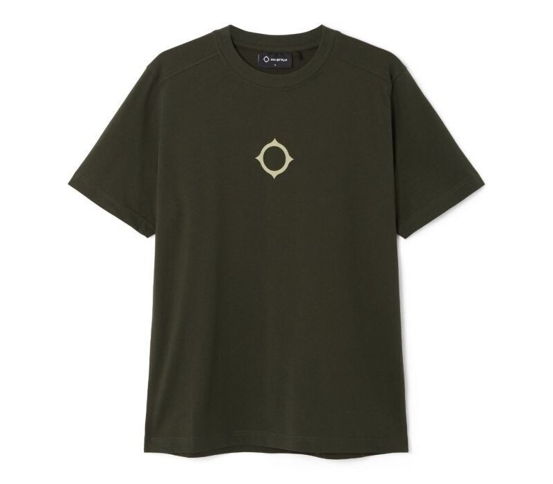 MA.STRUM compass print tee Oil Slick Green