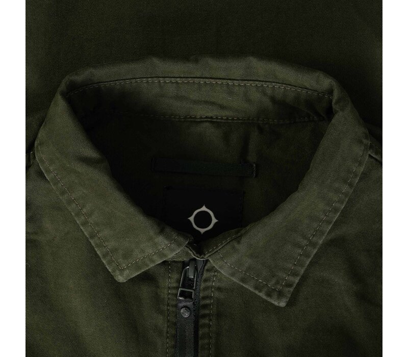 MA.STRUM zip front overshirt Oil Slick Green