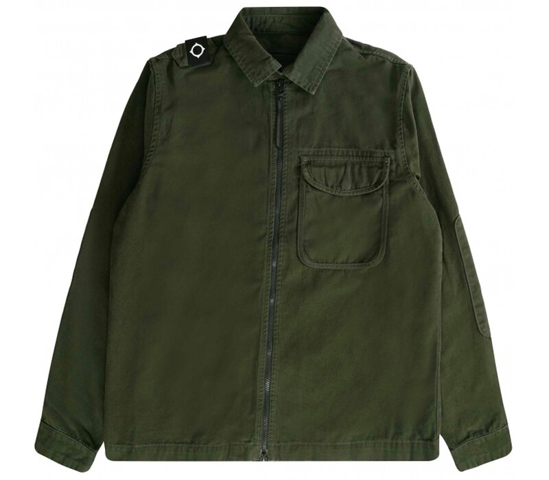 MA.STRUM zip front overshirt Oil Slick Green