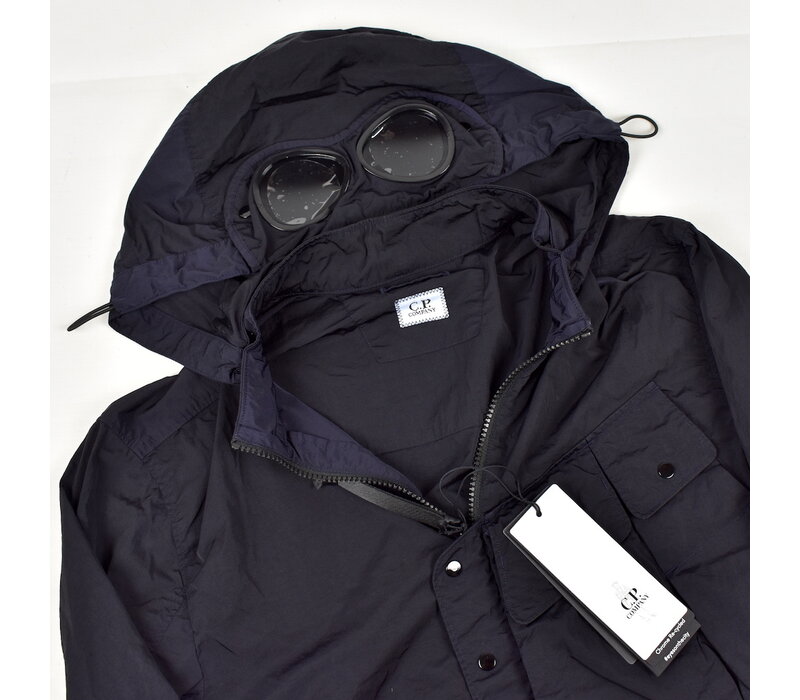 C.P. Company navy chrome-r mille miglia goggle hood overshirt jacket