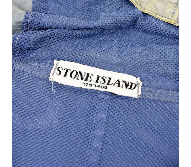 Stone Island blue mussola gommata hooded jacket XXXL