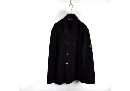 Stone Island Stone Island black felted wool double breasted coat XXL