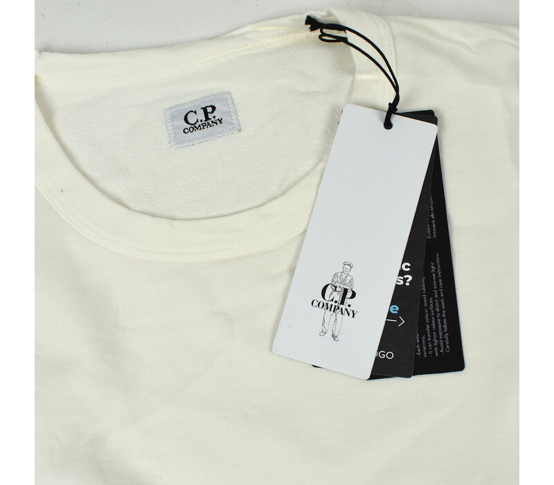 C.P. Company garment dyed light fleece lens crew sweatshirt Gauze White