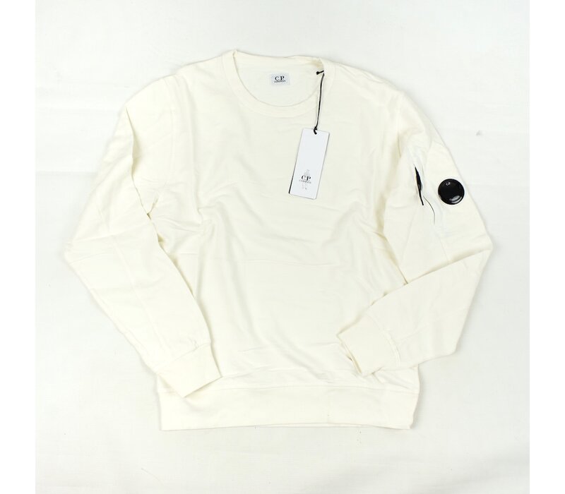 C.P. Company garment dyed light fleece lens crew sweatshirt Gauze White