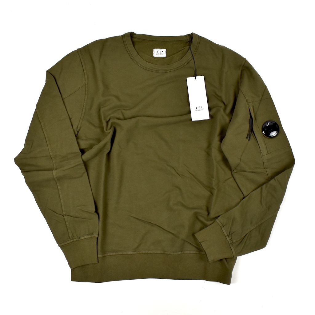 C.P. Company garment dyed light fleece lens crew sweatshirt Ivy