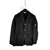 Stone Island black spalmatura coated cotton canvas blazer jacket XL