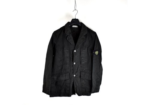 Stone Island Stone Island black spalmatura coated cotton canvas blazer jacket XL