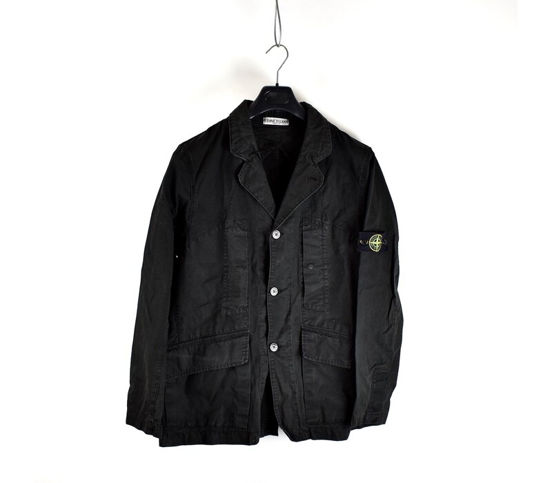 Stone Island black spalmatura coated cotton canvas blazer jacket XL