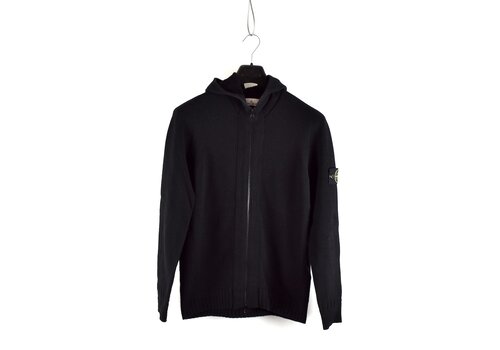 Stone Island Stone Island black hooded full zip wool knit S