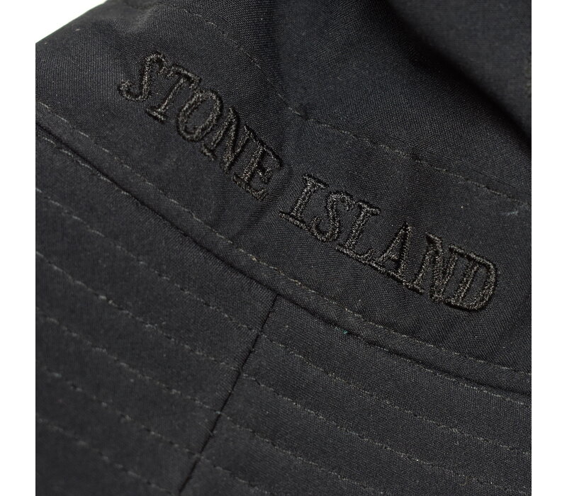 Stone Island black softshell spell out logo bucket hat M