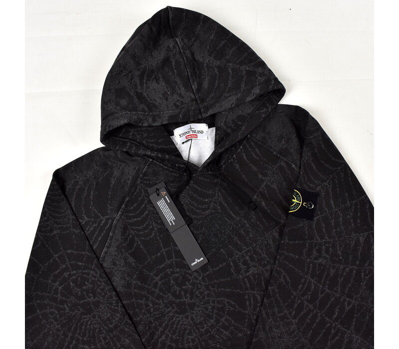 Stone Island x Supreme fw23 black spiderweb hooded sweatshirt S