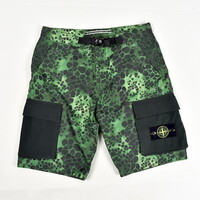 Stone Island green alligator camo light cotton nylon tela shorts 31