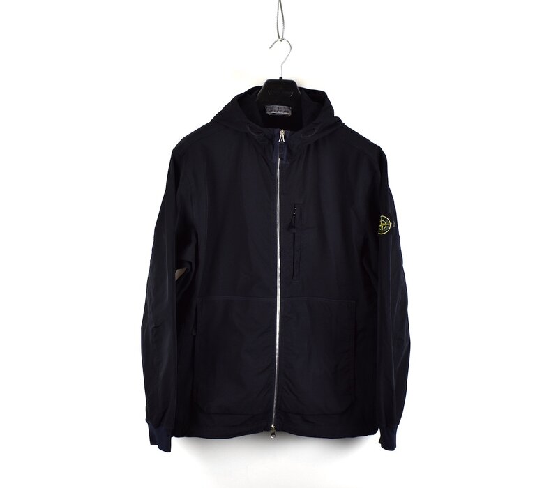 Stone Island navy stretch nylon twill hooded jacket XXL