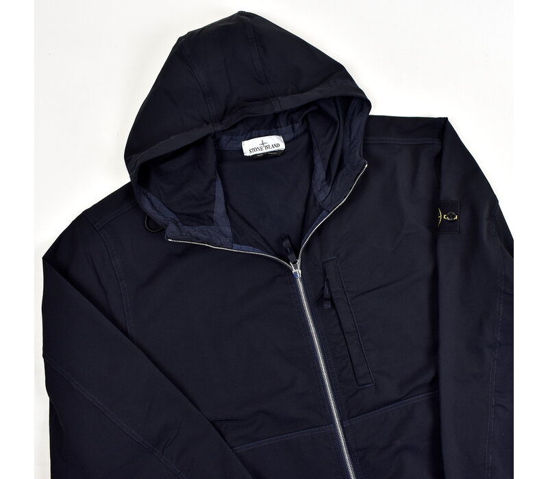 Stone Island navy stretch nylon twill hooded jacket XXL