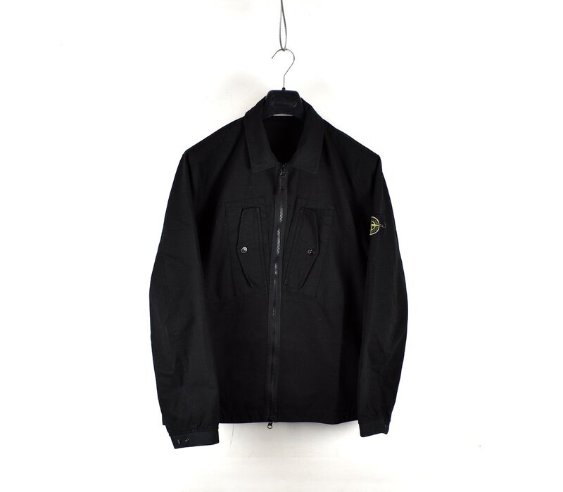 Stone Island black ripstop gd cotton overshirt L