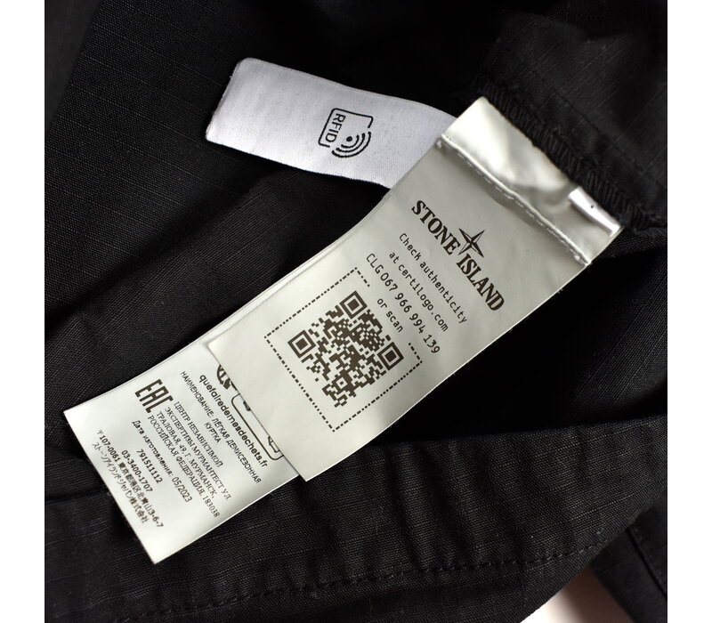 Stone Island black ripstop gd cotton overshirt L