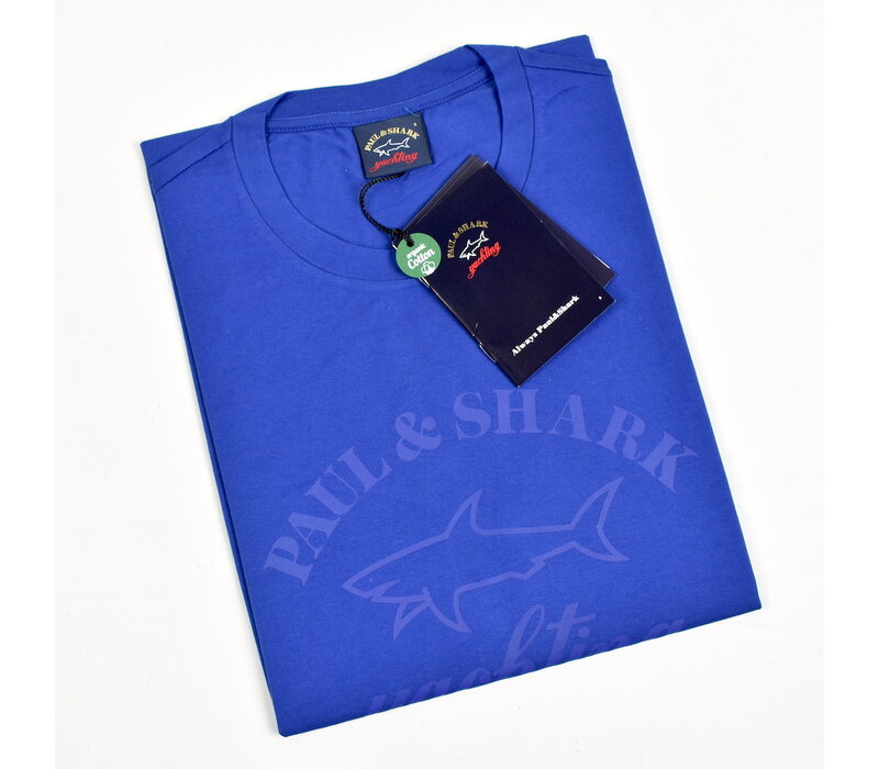 Paul & Shark cotton printed logo crewneck t-shirt Aqua Blue