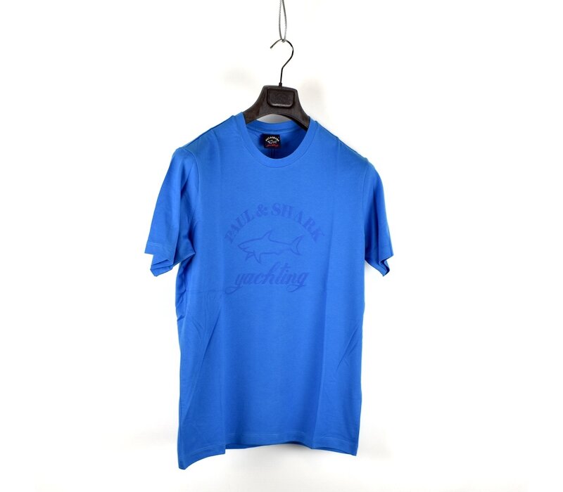 Paul & Shark cotton printed logo crewneck t-shirt Sky Blue