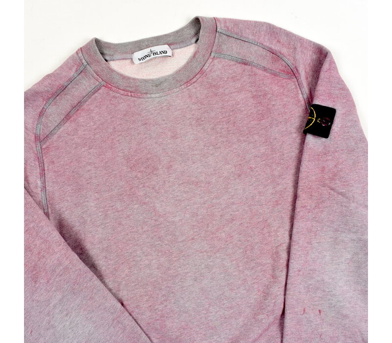 Stone Island pink dust colour treatment crew neck sweatshirt S