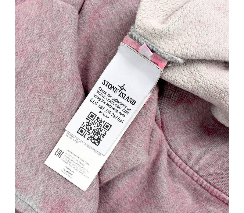 Stone Island pink dust colour treatment crew neck sweatshirt S