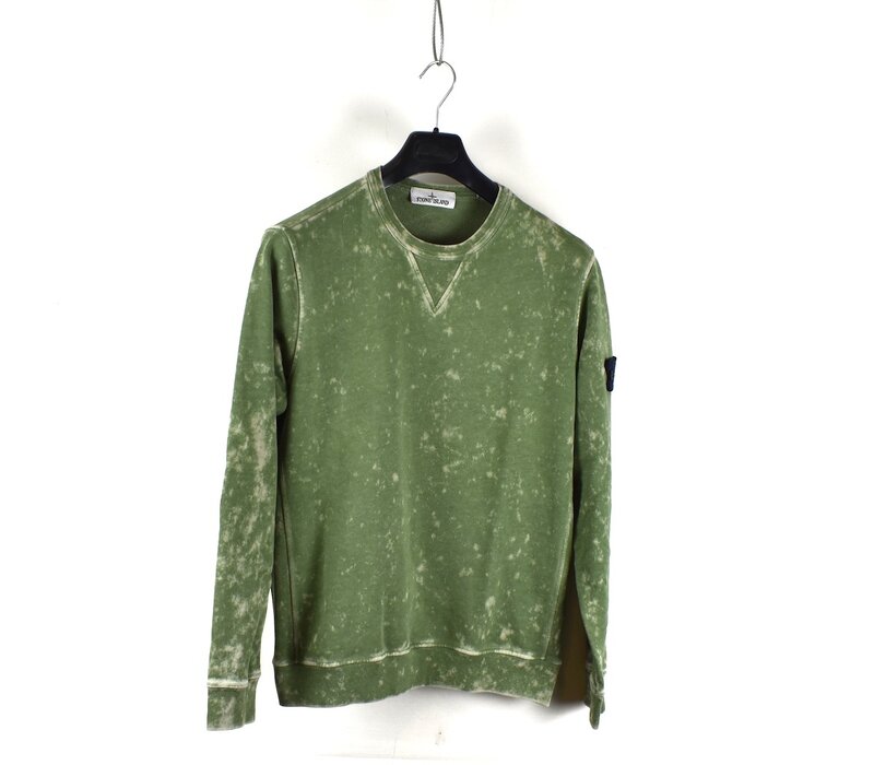 Stone Island green cotton fleece off dye ovd crew neck sweatshirt M