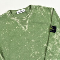 Stone Island green cotton fleece off dye ovd crew neck sweatshirt M