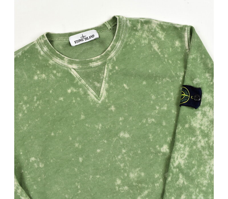 Stone Island green cotton fleece off dye ovd crew neck sweatshirt M